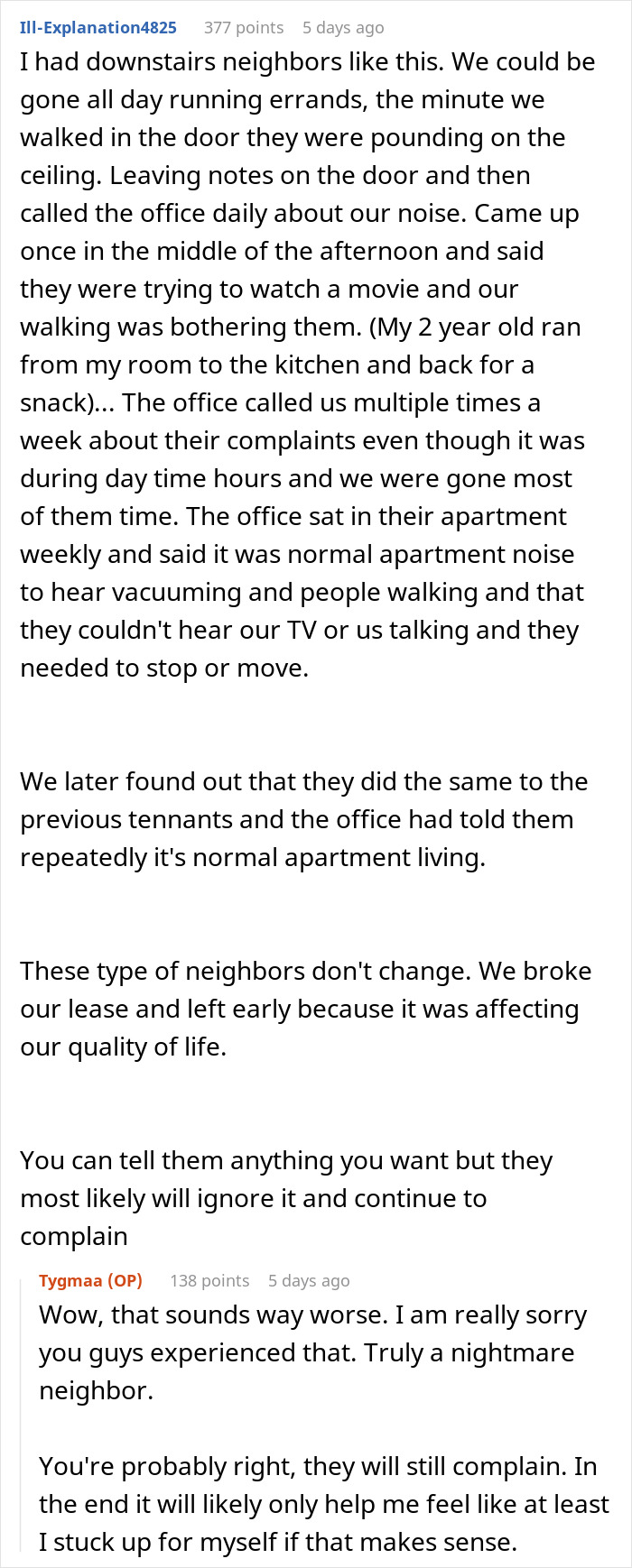 Neighbors complain about noise; woman claps back in online post.