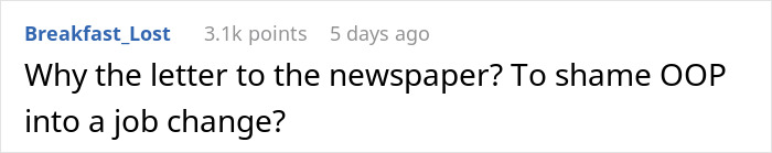 Comment questions mom's letter to a paper about daughter's "tragic story" to influence career change.