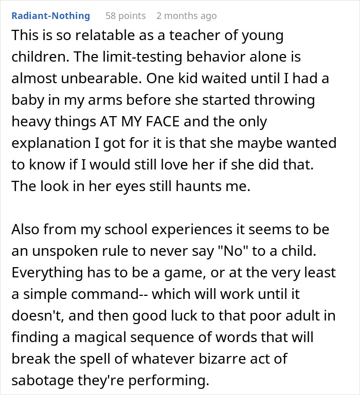 Text describing challenges with young children in teaching. Text describing challenges with young children in teaching.