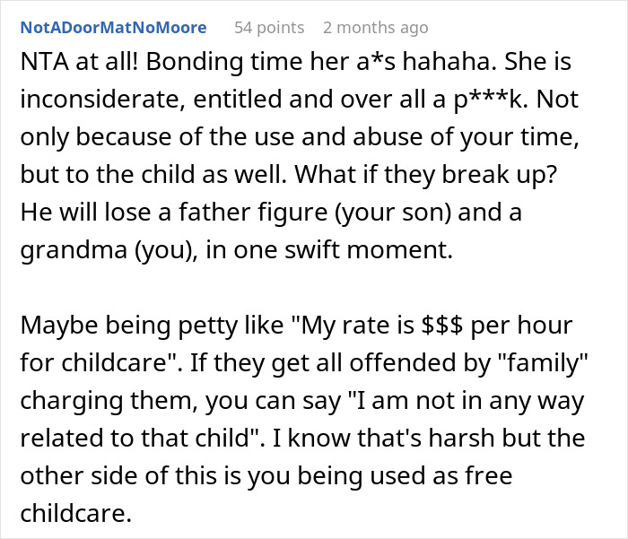 Comment discussing son's girlfriend using 'Black Roots' as an excuse and grandma's frustration over childcare duties. Comment discussing son's girlfriend using 'Black Roots' as an excuse and grandma's frustration over childcare duties.