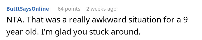 Comment on a forum post expressing support for a mom at a birthday party.