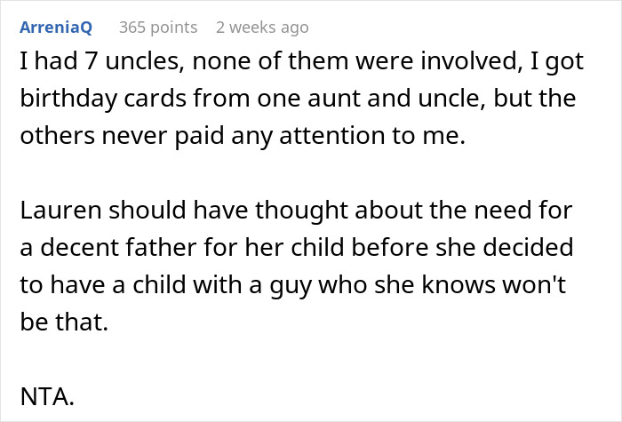 &ldquo;Comment discussing family involvement, uncles not paying attention, and father figure concerns.&rdquo;