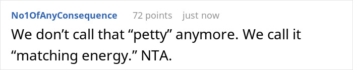 Reddit comment on giving coworker rides for two years, discusses "matching energy" instead of being "petty.