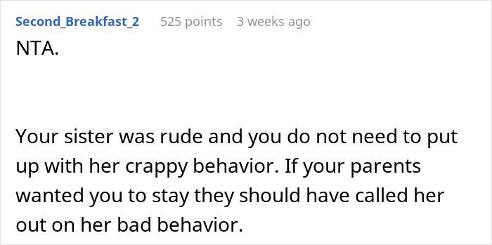 Comment discussing rude behavior from a family member at dinner. Comment discussing rude behavior from a family member at dinner.
