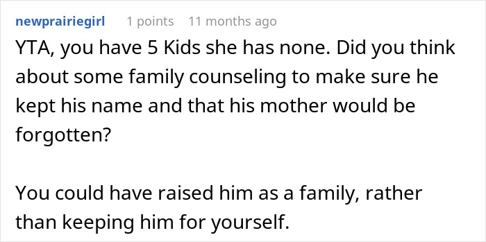 Comment discussing family dynamics after brother adopts sibling&rsquo;s baby, questioning impact and family unity.