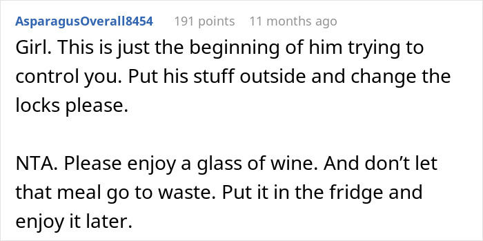 Comment about boyfriend refusing wine, discusses control issues and enjoying wine despite "family genes" claim.