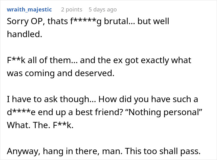 Online comment discussing a failed proposal and emotional reaction.