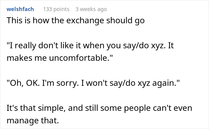 Text exchange on communication about discomfort and apologies.