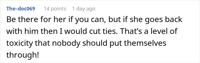 Comment advising on dealing with neighbor's husband's relationship issues.