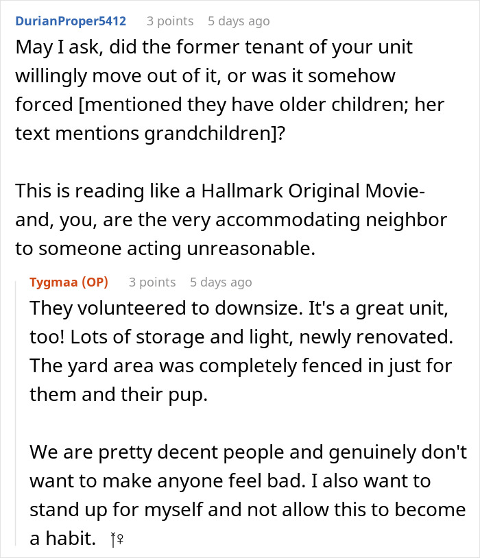 Reddit user Tygmaa shares a story about unreasonable neighbor complaints, asserting her family's right to live peacefully.