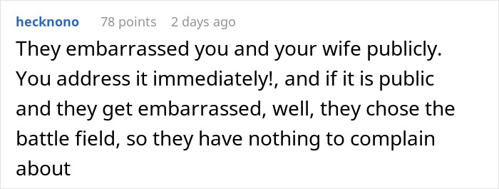 Reddit user comments on public embarrassment in interethnic marriages, suggesting immediate response.