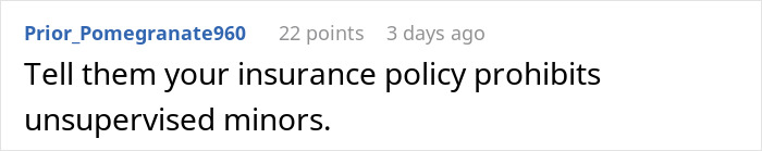 Online user's advice about insurance policies and unsupervised minors by a pool.