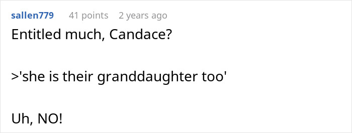 Comment addressing family entitlement and college fund refusal. Comment addressing family entitlement and college fund refusal.