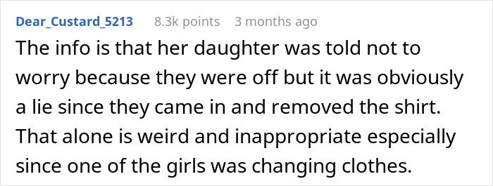 Reddit comment discussing concerns after a camera incident at a sleepover. Reddit comment discussing concerns after a camera incident at a sleepover.