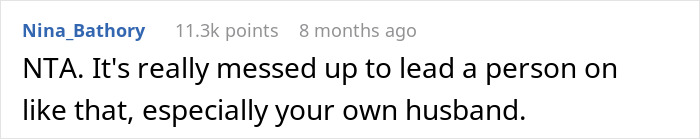 Comment discussing marital issues, highlighting the problem of misleading one's husband.