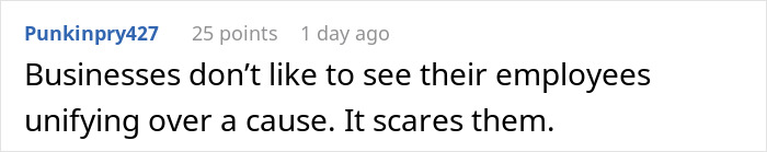 Employee comment about business attire on social media post.