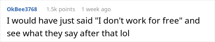 Comment humorously reacts to unpaid overtime expectations with, "I don't work for free," highlighting candidate's perspective.
