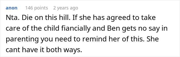 Reddit comment supporting woman's decision on college fund, advising her to stay firm against brother’s stepdaughter request. Reddit comment supporting woman's decision on college fund, advising her to stay firm against brother’s stepdaughter request.