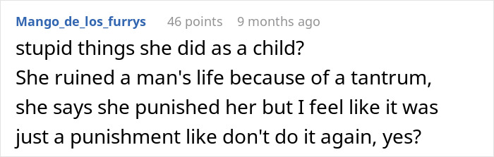 Reddit comment discussing a teen's bad behavior affecting her university funds.