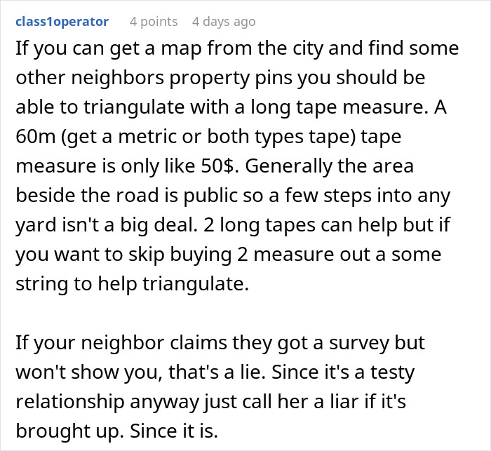 Discussion of neighbor's cameras and property boundaries, providing triangulation advice. Discussion of neighbor's cameras and property boundaries, providing triangulation advice.