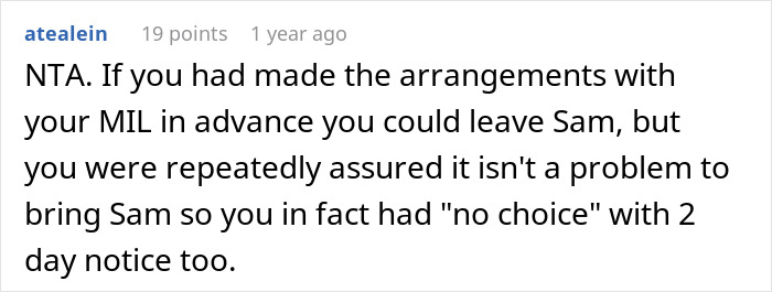 Online comment discussing holiday child plans and upset friend. Online comment discussing holiday child plans and upset friend.