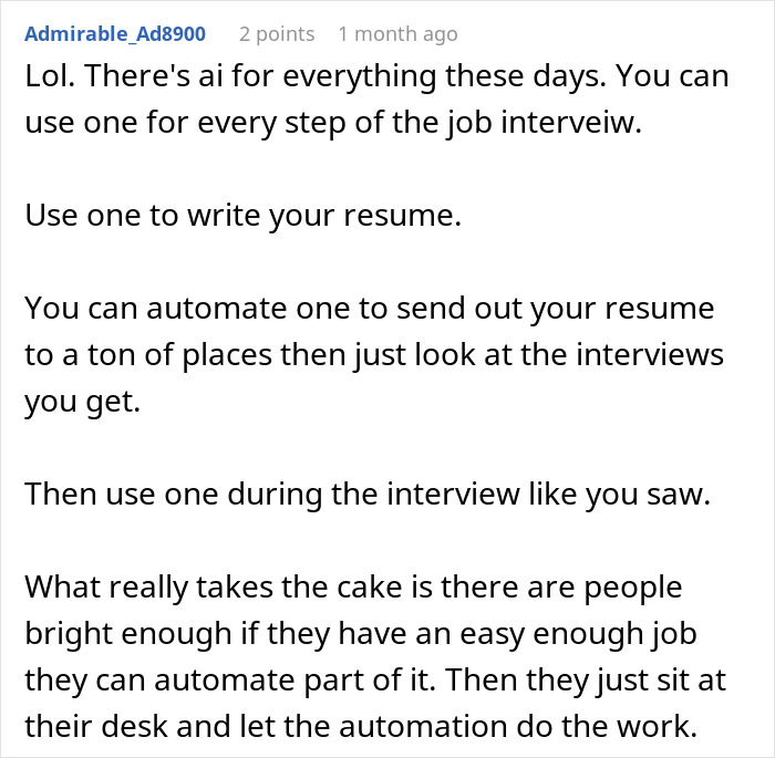 AI use in job interviews; text discussing AI for resume writing and interview automation. AI use in job interviews; text discussing AI for resume writing and interview automation.