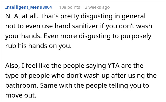 Comment criticizing a man for unhygienic behavior toward a woman with OCD, highlighting the act as disgusting.