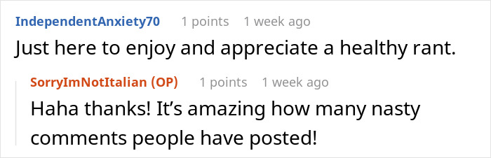 Two online comments discussing mil expectations and reactions.