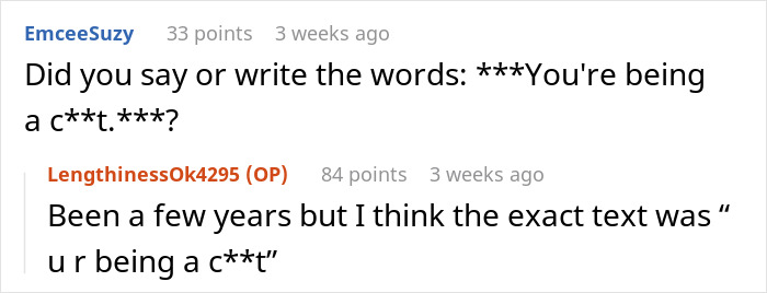 Reddit exchange discussing a rude bride, highlighting a bridesmaid's response.