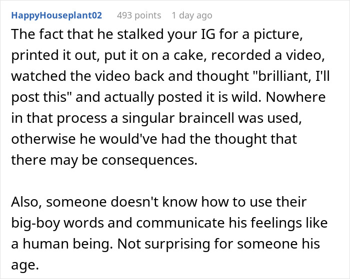 Comment discussing coworker's internet trend involving photo, highlighting inappropriate behavior and lack of communication skills.