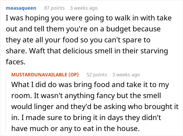 Reddit comments discussing roommates and food-sharing issues, highlighting fat-shaming and accusations. Reddit comments discussing roommates and food-sharing issues, highlighting fat-shaming and accusations.