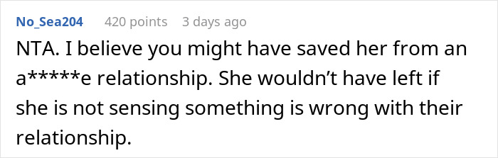 Comment discussing advice about warning ex's pregnant wife about criminal record.