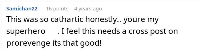 Comment praising a post about a man being catfished, suggests cross-posting to prorevenge. Comment praising a post about a man being catfished, suggests cross-posting to prorevenge.