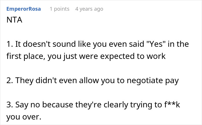 Reddit comment criticizing low babysitting pay and lack of consent.