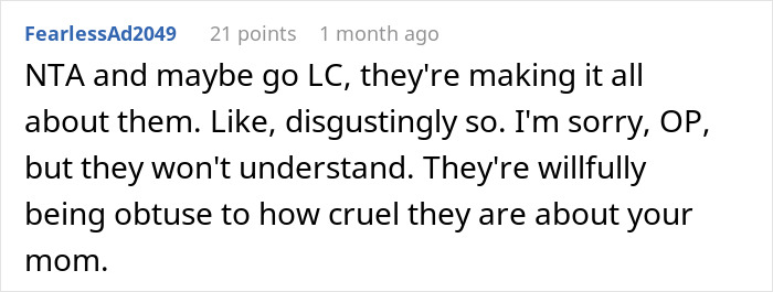 Comment discussing a dad's actions on the anniversary of mom's passing, mentioning cruelty and misunderstanding. Comment discussing a dad's actions on the anniversary of mom's passing, mentioning cruelty and misunderstanding.