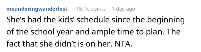 Comment about a coworker refusing to cancel a non-refundable vacation, highlighting planning issues. Comment about a coworker refusing to cancel a non-refundable vacation, highlighting planning issues.