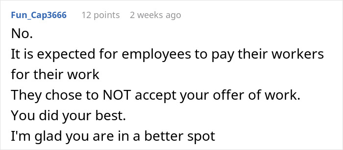Reddit comment discussing company firing and employee rights, emphasizing better opportunities.