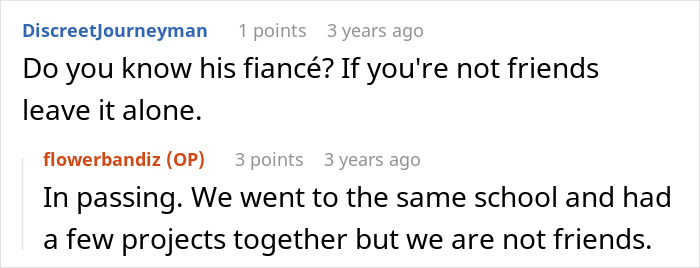 Reddit comments discussing a drunk man's wedding and his ex-girlfriend.