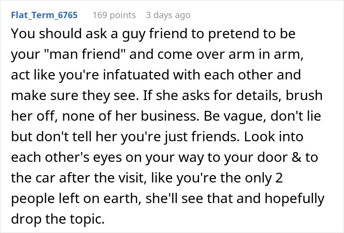 Advice on pretending to date for setting up a neighbor with a man a mom thinks is a catch.