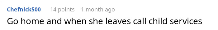 Comment on social media discussing babysitting nightmare and calling child services.
