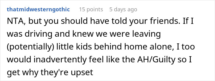 Reddit comment discussing babysitting and feeling guilty about kids being left home alone.