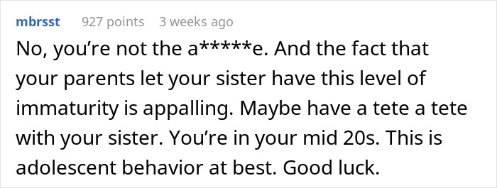 Text exchange discussing a family dinner conflict and advice on handling an immature sibling. Text exchange discussing a family dinner conflict and advice on handling an immature sibling.