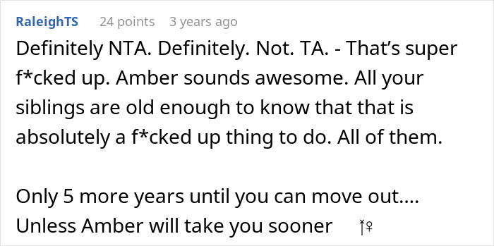 Reddit comment supporting a teen whose hearing aids and glasses were hidden as a joke.