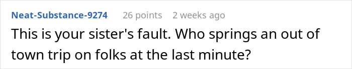 Comment criticizing spontaneous family trip plans over daughter's plans with friends.