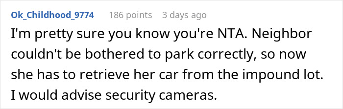 Comment advises security cameras after car towed from disabled parking spot.