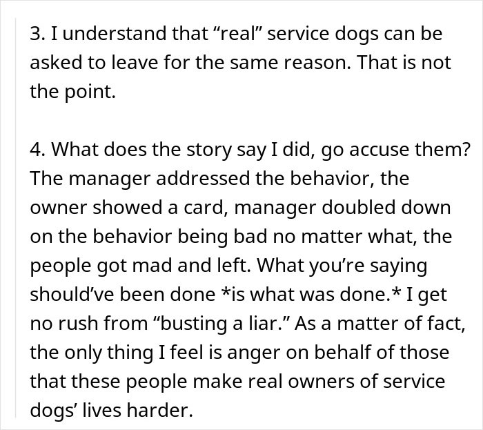 Text discussing real and fake service dog issues and management addressing behavior.
