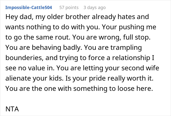 Text exchange discussing family conflict over mom&rsquo;s belongings and feelings of alienation.