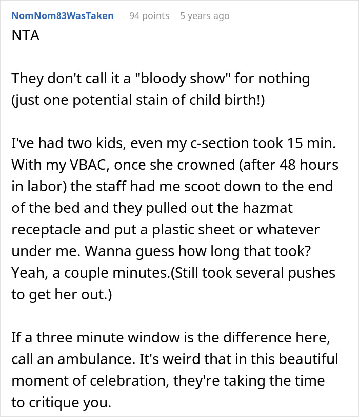 Comment discussing car waterproofed with trash bags and childbirth experience insights. Comment discussing car waterproofed with trash bags and childbirth experience insights.
