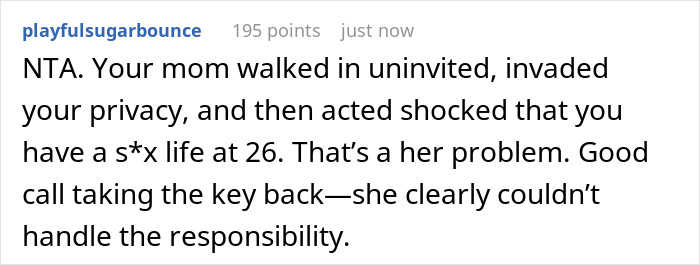 Comment on a son's private moment being disrupted by his unannounced mom. Comment on a son's private moment being disrupted by his unannounced mom.