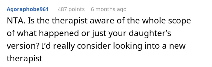 Online comment discussing therapy after a dog injury incident.